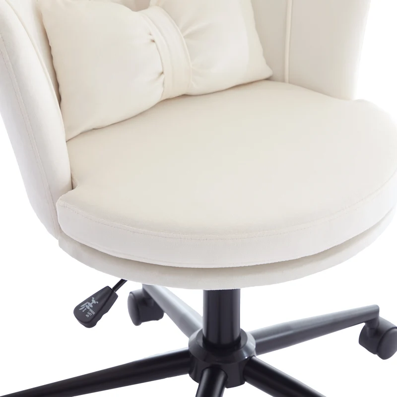 Chaise de bureau velours blanc forme pétale coussin forme papillon ORCOTS BEIGE