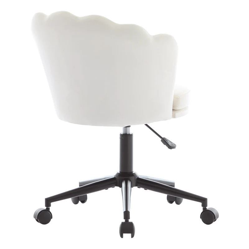 Chaise de bureau velours blanc forme pétale coussin forme papillon ORCOTS BEIGE