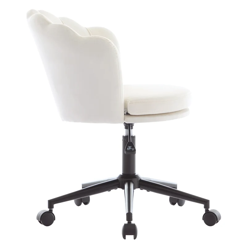 Chaise de bureau velours blanc forme pétale coussin forme papillon ORCOTS BEIGE