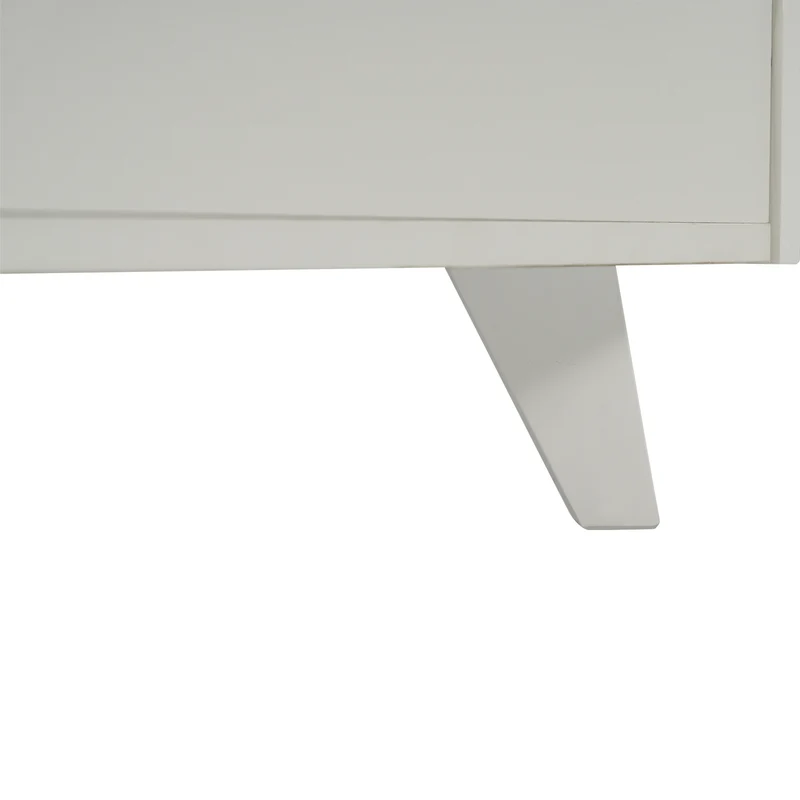 Buffet blanc brillant et effet bois 2 niches 2 tiroirs et 1 porte SHIELNIH