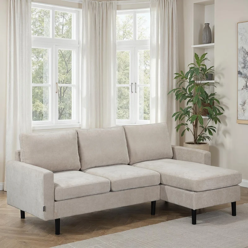 Canapé d'angle compact 3 places 200x135x80cm réversible - RIB