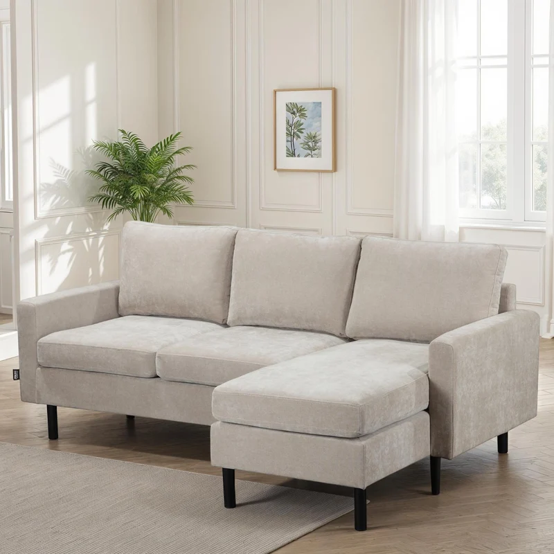 Canapé d'angle compact 3 places 200x135x80cm réversible - RIB