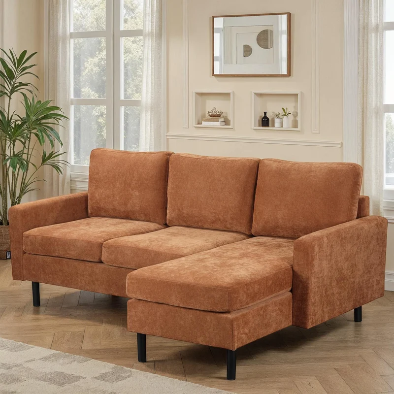 Canapé d'angle compact 3 places 200x135x80cm réversible - RIB