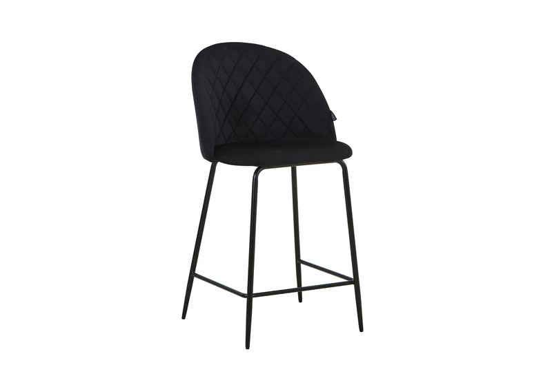 Tabouret de bar en velours pieds noirs, 45x51,5xH106CM - HESTER
