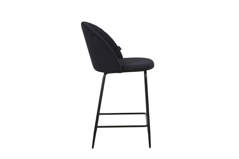 Tabouret de bar en velours pieds noirs, 45x51,5xH106CM - HESTER