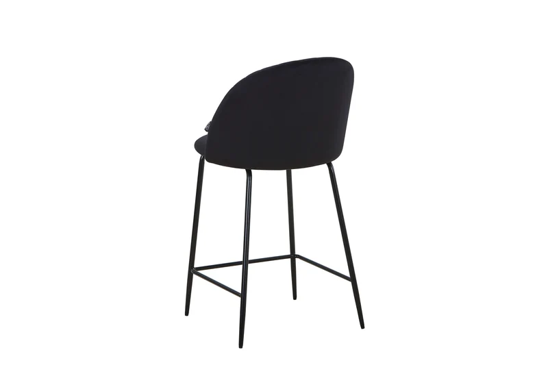 Tabouret de bar en velours pieds noirs, 45x51,5xH106CM - HESTER