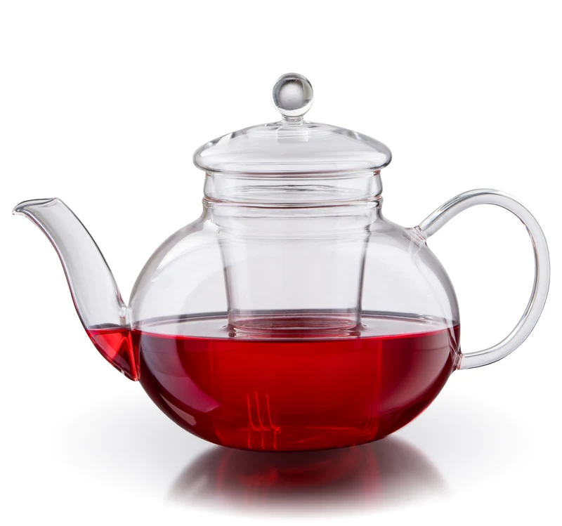 Theire en verre aladdin 1L avec couvercle en verre , D8xH19cm
