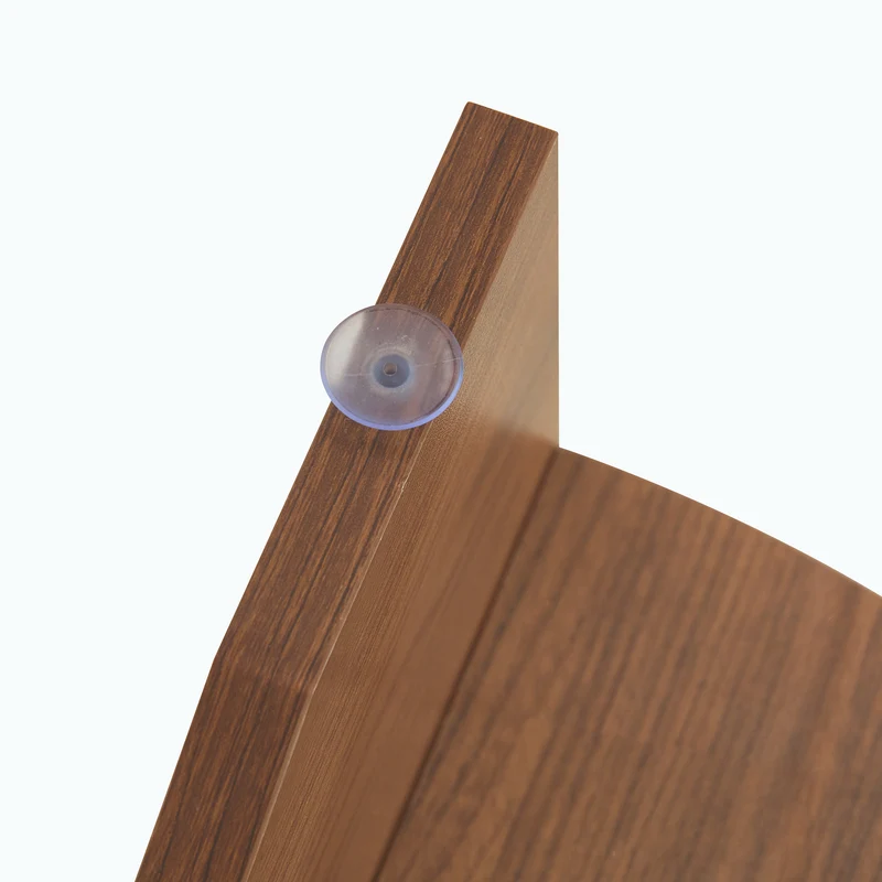 Table basse ronde en verre trempé pieds effet bois noyer Ø80 cm CLARITYEN