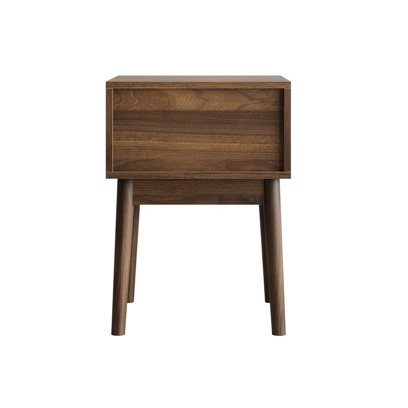Lot de 2 tables de chevet effet noyer clair poignées métalliques dorés 40x40x55cm BREEZELAL