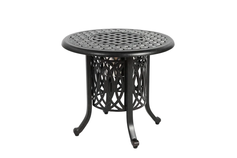 Table basse d'extérieur bronze en aluminium avec seau à glace, 55x49 cm ARISEIS