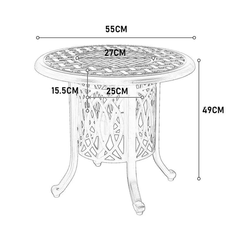Table basse d'extérieur bronze en aluminium avec seau à glace, 55x49 cm ARISEIS