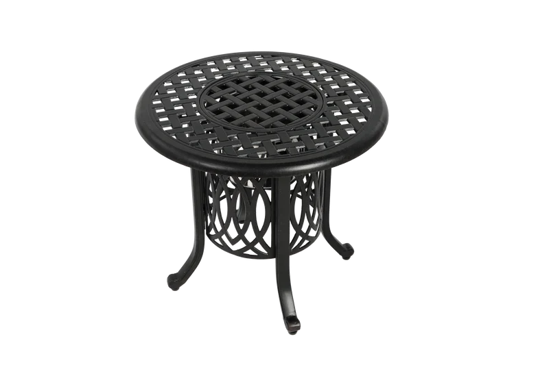 Table basse d'extérieur bronze en aluminium avec seau à glace, 55x49 cm ARISEIS