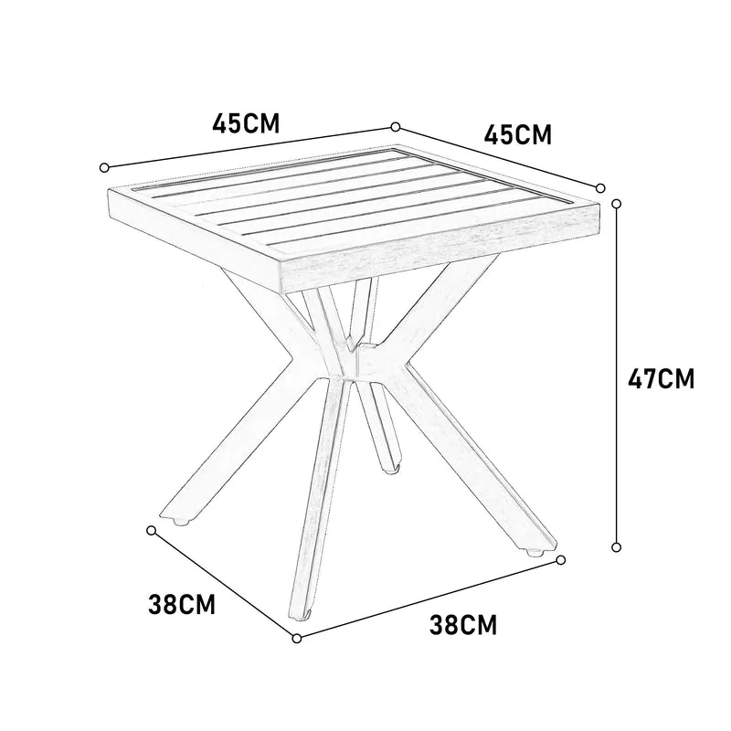 Table basse extérieur aluminium carré, gris foncé, intempéries 45x45x47cm ETHEREALIA