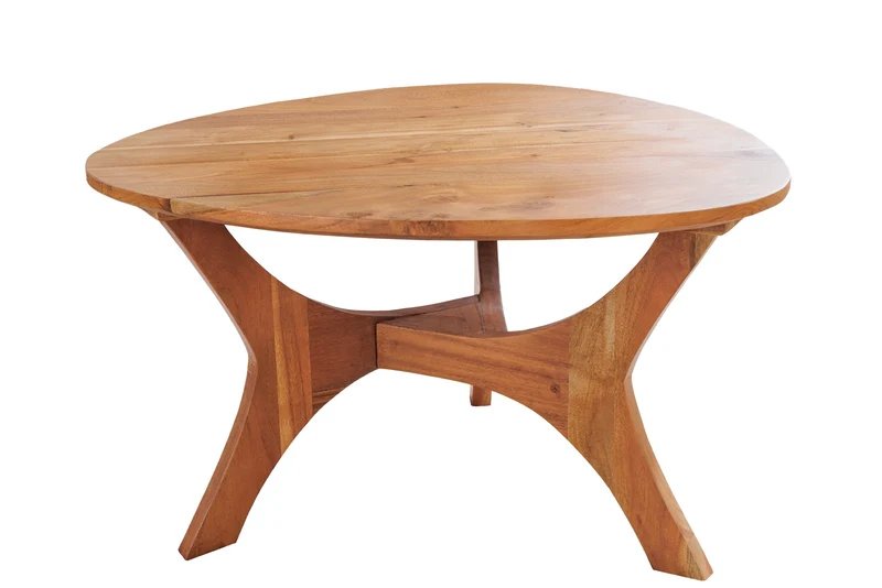 Table basse en bois massif ARCHITECTURE 70cm finition miel naturel acacia triangulaire