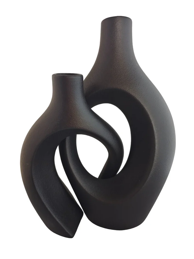 Vase en ceramique, 16,5x7,5xH22cm et 13,8x8,2xH18cm