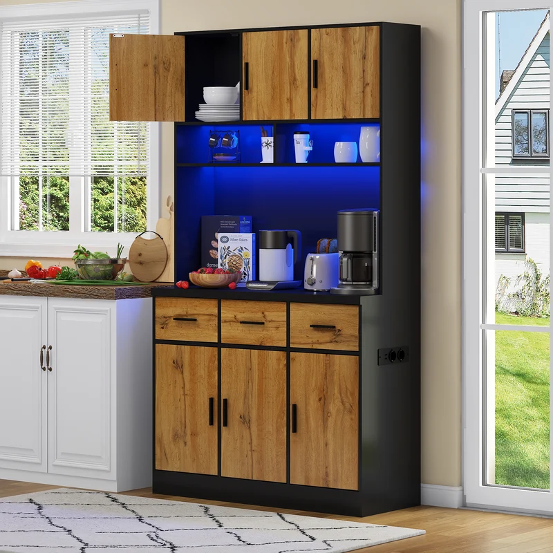 Buffet de cuisine avec éclairage LED et prises intégrées XOK