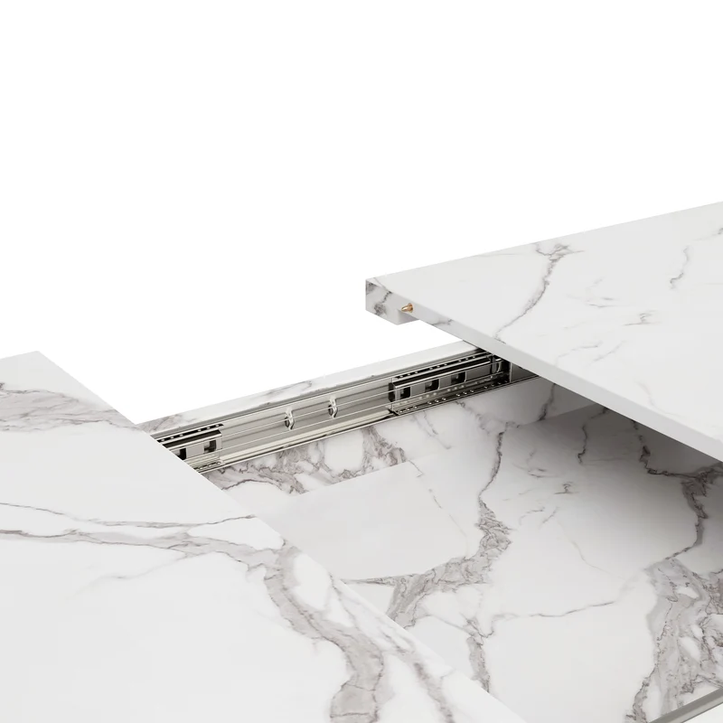 Table de salle à manger extensible effet marbre blanc (120-160 cm) ZEX