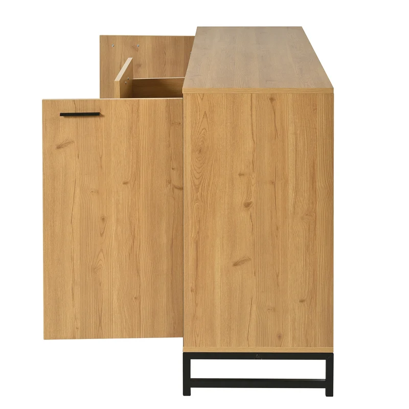 Buffet effet bois et noir 3 tiroirs, 3 niches et 2 portes avec éclairage LED UVAT