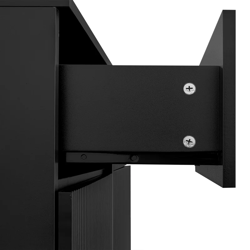 Buffet noir texturé avec détails dorés 2 tiroirs 2 portes SHEZA