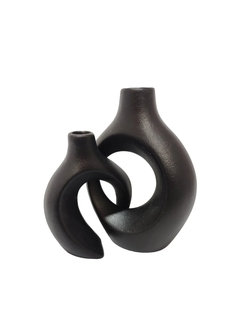 Vase en ceramique, 11,5x5,9xH15,5cm et 9,2x5,7xH12cm