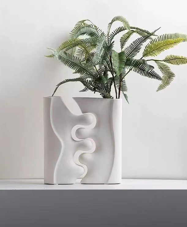 Vase en ceramique blanc, 11,1x5xH26cm