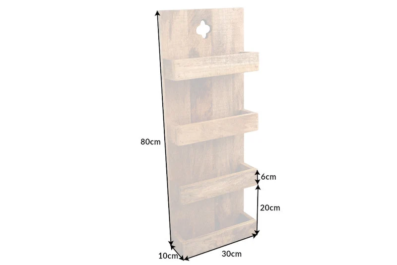 Etagère de cuisine solide HEMINGWAY 80cm étagère murale en manguier