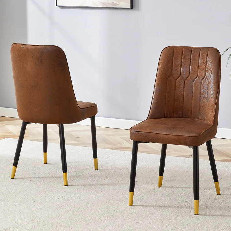 Lot de 2 chaises de salle à manger marron pieds noir et dorés CLARITYLSTRY