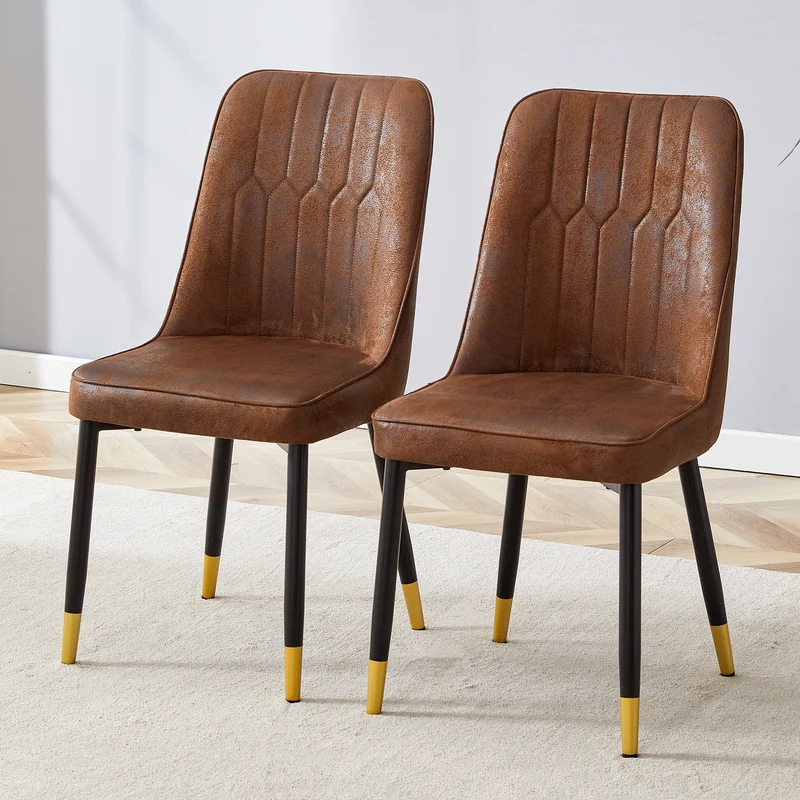Lot de 2 chaises de salle à manger marron pieds noir et dorés CLARITYLSTRY