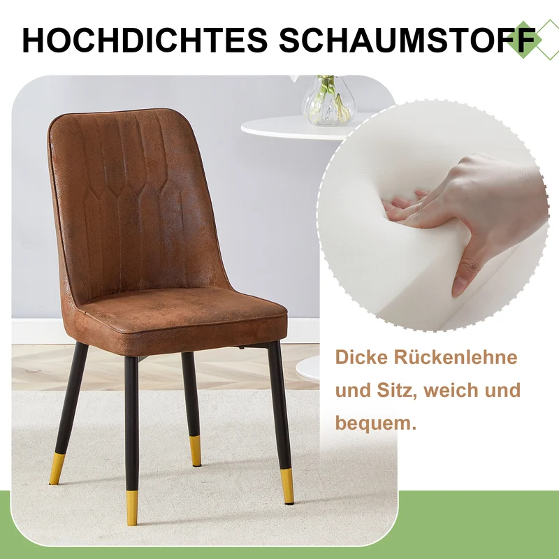 Lot de 2 chaises de salle à manger marron pieds noir et dorés CLARITYLSTRY