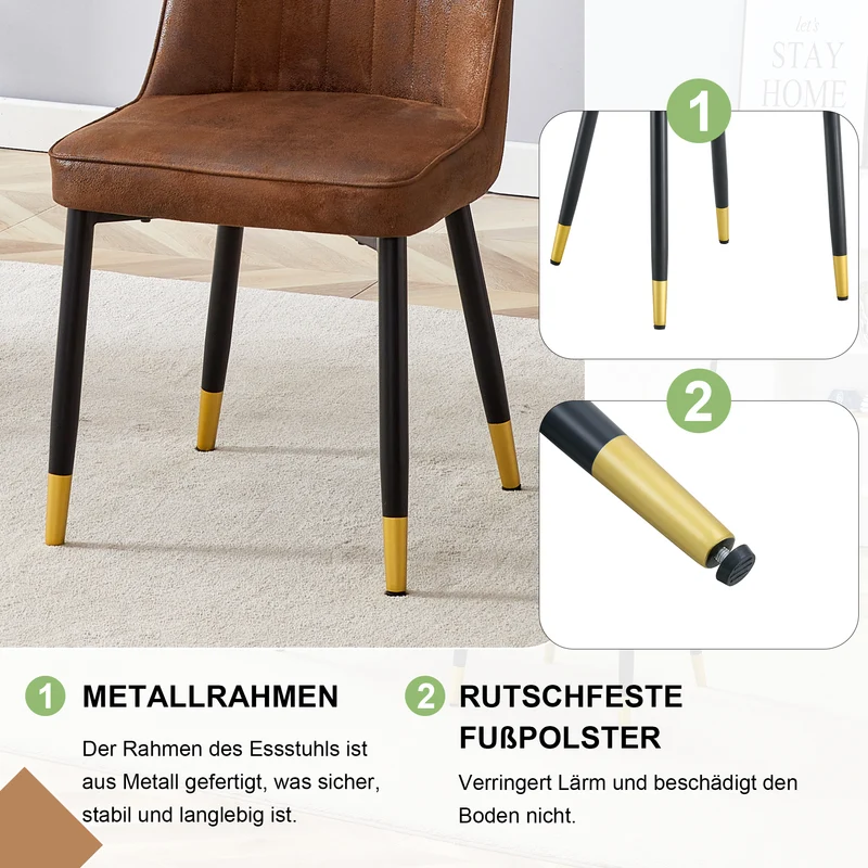 Lot de 2 chaises de salle à manger marron pieds noir et dorés CLARITYLSTRY