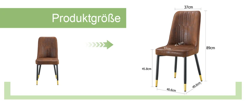 Lot de 2 chaises de salle à manger marron pieds noir et dorés CLARITYLSTRY