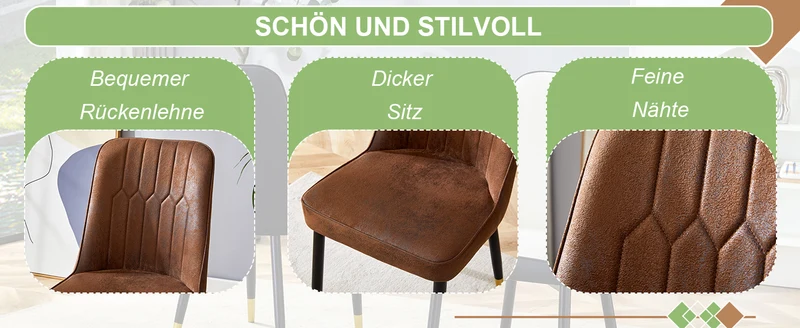 Lot de 2 chaises de salle à manger marron pieds noir et dorés CLARITYLSTRY