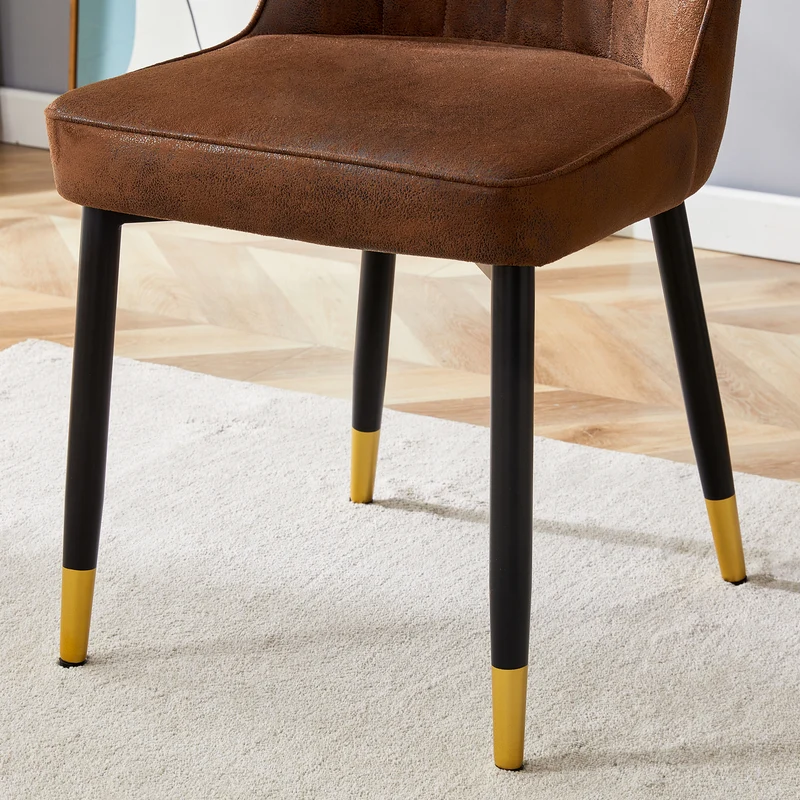 Lot de 2 chaises de salle à manger marron pieds noir et dorés CLARITYLSTRY