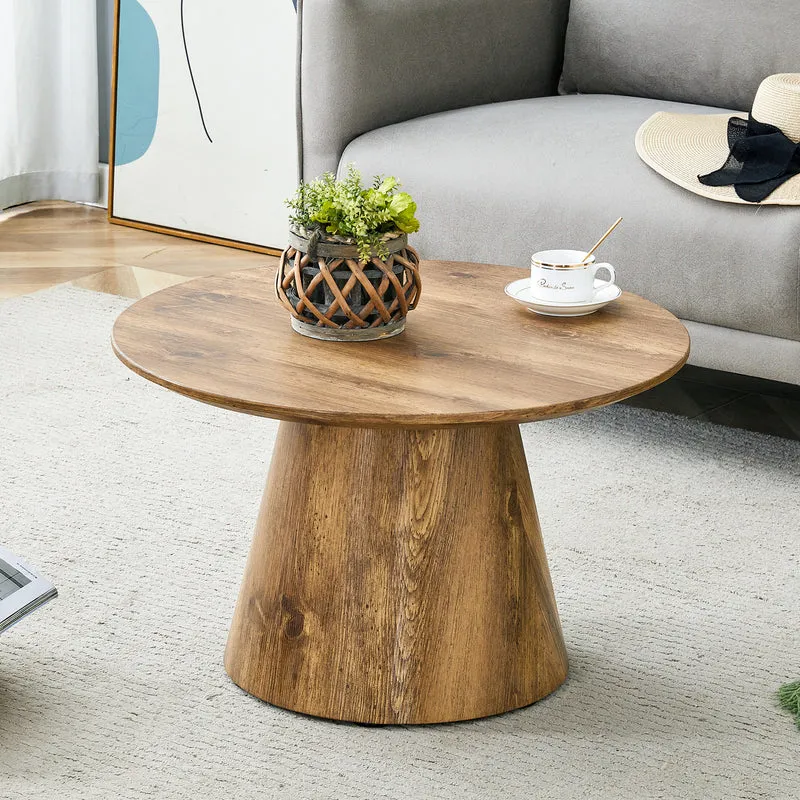 Ensemble de 2 tables basses gigognes rondes effet bois (50×48 cm & 60×35 cm) CYPRESSARA
