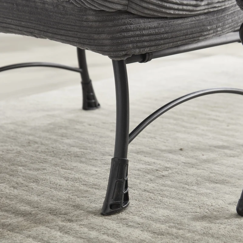 Fauteuil relax avec repose-pieds en flanelle grise, accoudoirs, poche latérale SERENELV