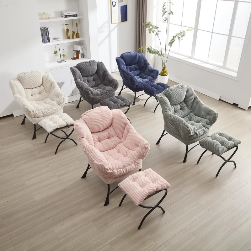 Fauteuil relax avec repose-pieds en flanelle grise, accoudoirs, poche latérale SERENELV