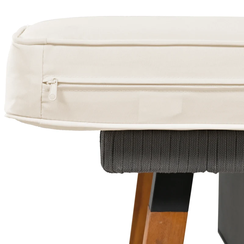 Balançoire de jardin 2 places en rotin beige avec coussins épais, extérieur, dossier lavable 113x54x53cm THALDRAITH