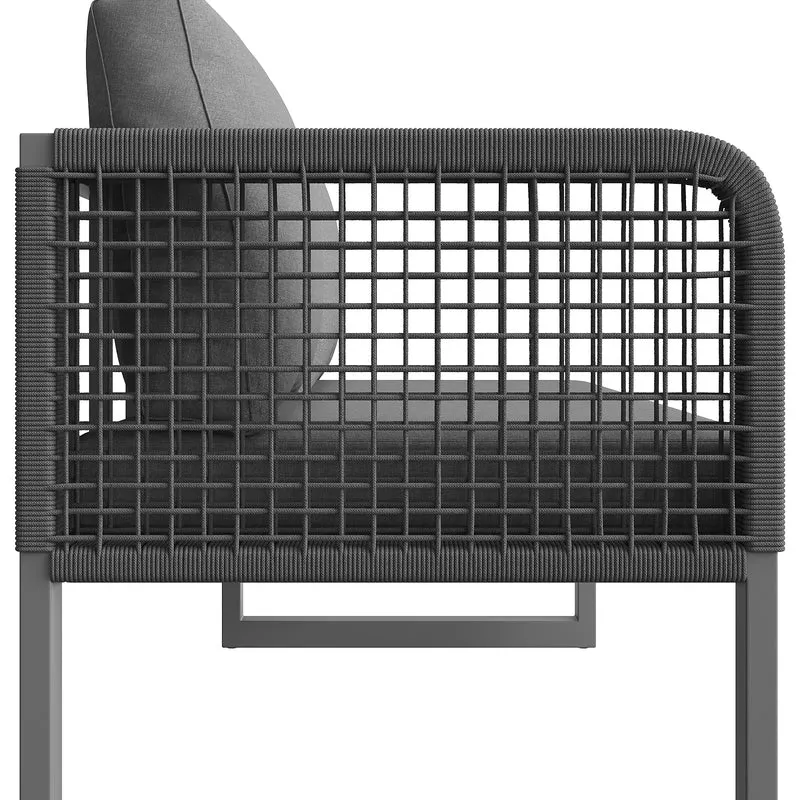Salon de jardin modulable 6-8 personnes en rotin PE gris et table et banc, coussins épais VIVIDLUM