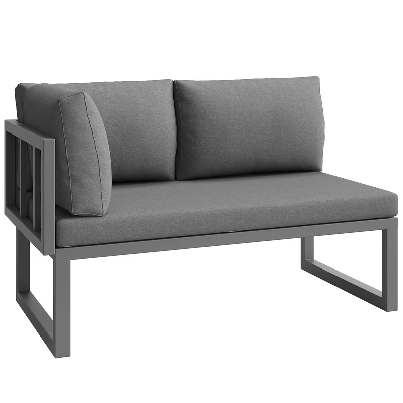Salon de jardin modulable 6-8 personnes en rotin PE gris et table et banc, coussins épais VIVIDLUM