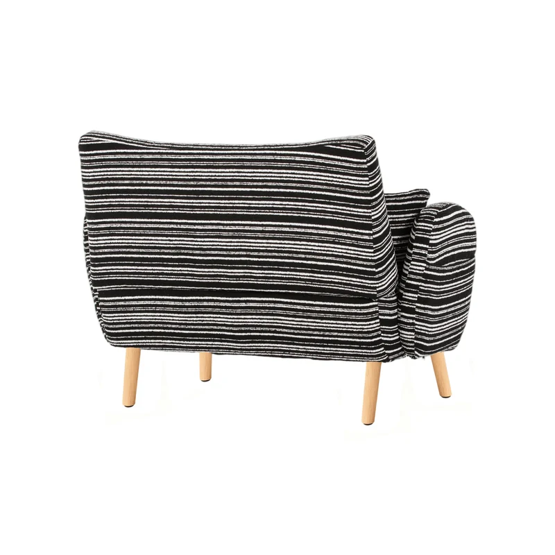 Canapé 2 places en bouclette rayures noir et blanc et coussins 121x81,5x87cm LATTICEIC