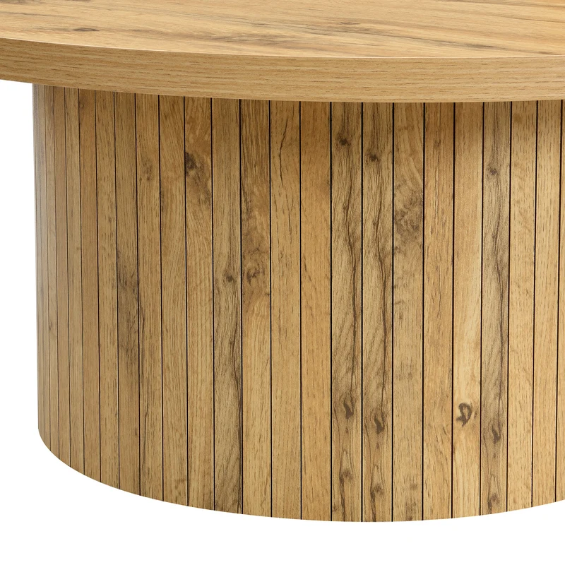 Ensemble de 2 tables basses rondes effet bois naturel base à tasseaux NIMBUSIS