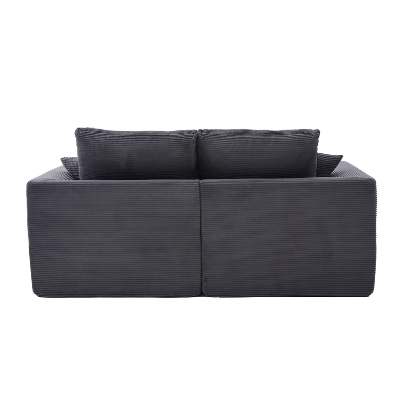 Fauteuil chauffeuse modulable en velours côtelé gris foncé 101x102,5x84cm ZENITHIQUE
