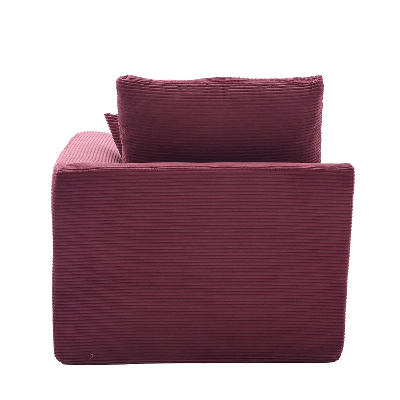 Fauteuil chauffeuse modulable en velours côtelé prune 101x102,5x84cm NOVAEON