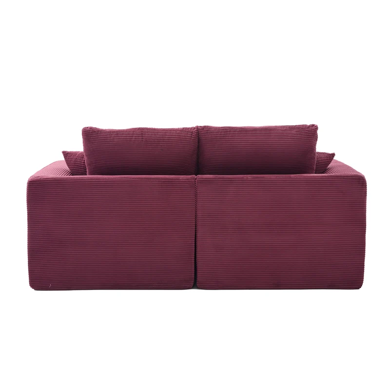 Fauteuil chauffeuse modulable en velours côtelé prune 101x102,5x84cm NOVAEON