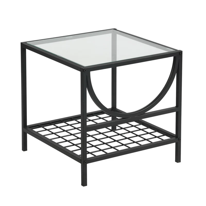 Bout de canapé moderne en verre et métal JANKIN END TABLE
