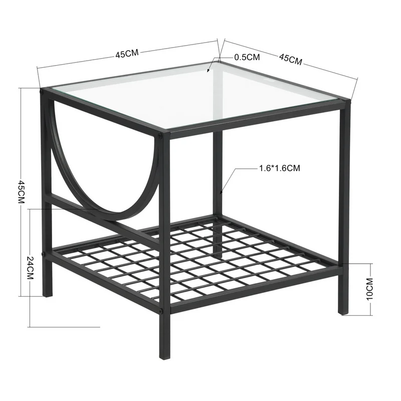 Bout de canapé moderne en verre et métal JANKIN END TABLE