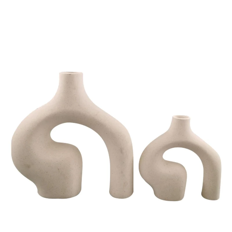 Vase en ceramique blanc, 21,5x7,3xH21,5cm