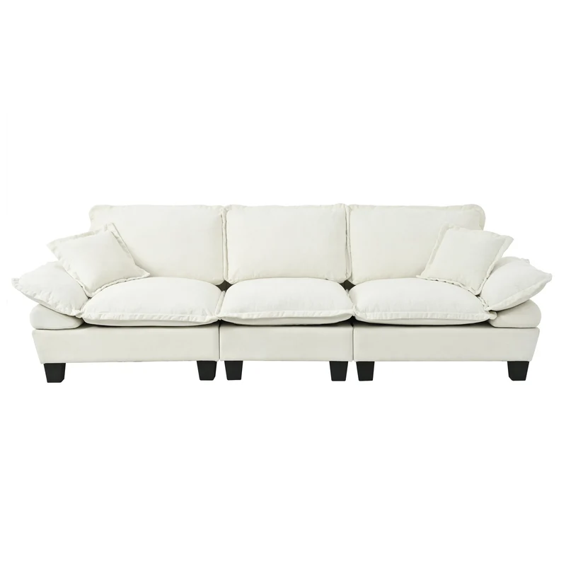 Canapé 3 places en chenille beige, style nuage 263cm SCANDINAVIANGOLDONE