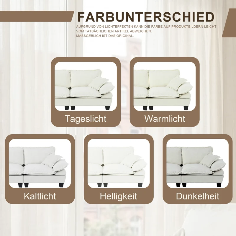 Canapé 3 places en chenille beige, style nuage 263cm SCANDINAVIANGOLDONE