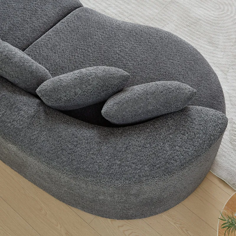 Canapé modulaire 3 places en chenille gris anthracite, design arrondi avec coussins RUSTICTABLE